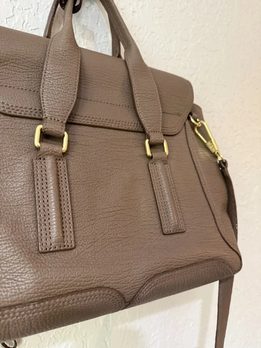 3.1 Phillip Lim Large Satchel – Taupe Leather | Gold Hardware